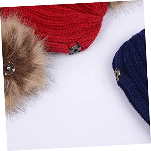 Homoyoyo Unisex Knitted Hat for Years Fluffy Ball Earflap Design Warm and Cosy Woolen Cap Stylish Accessory for Boys and Black Color2