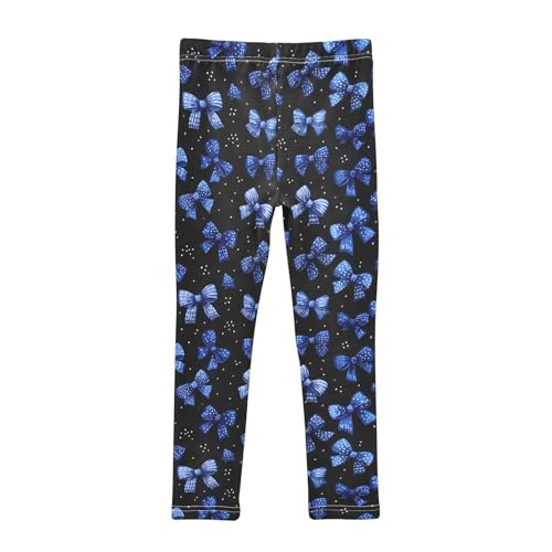 Girls Leggings Blue Bow Ribbons Black Soft Toddler Leggings for Girls Kids Pants Size 4T-10T2