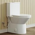 HOROW T0358W One Piece Toilet, 17.3" Elongated ADA Comfortable Chair Height, 1.1/1.6 GPF Dual Flush Toilet for Bathroom, 12" Rough-in Modern Toilet with Side Inlet Hole, Map 1000g, White Toilet Bowl