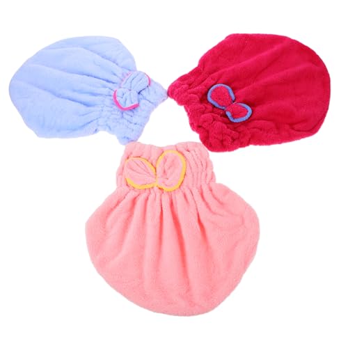 Beaupretty 3 Pçs Toalha De Secagem Rápida Para Cabelo Microfibra Toalha De Cabelo Envoltório Chapéu