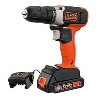 BLACK+DECKER Akku-Bohrschrauber 18 V, 37 Nm max. Drehmoment, 10 Kupplungspositionen, LED-ARBEITSLEUCHTE, 1,5 Ah Akku & Ladegerät, BCD001C1-QW – Ansicht 1