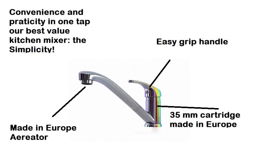 Simplicity Piralla, Kitchen Sink Mixer Tap, Monobloc Single Top Lever with Long Swivel Spout, Single Handle 360° Swivel - Image 3