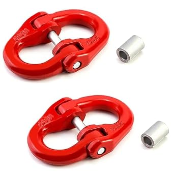 EGV G80 Hammerlock Link 1/4", 2 Pack, 2645 lbs Forged Chain Connector | Drop-forged G80 alloy steel with secure locking pin. Ideal for towing, recovery, rigging, logging, and trailer chains.