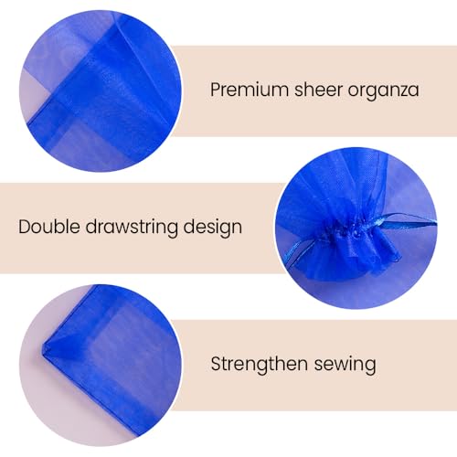 Image of Meowoo 100PCS Organza Bags, 3x4in Small Mesh Bags Drawstring, Mesh Gift Bags Drawstring for Jewelry, Candy, Christmas, Sachets, Bathroom Soaps, Makeup Organza, Wrapping Supplies(Preciousblue)
