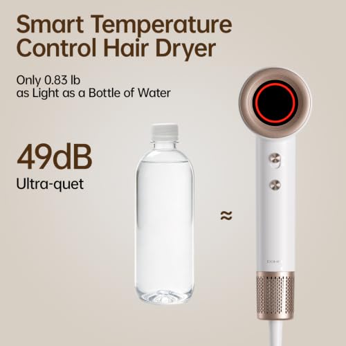 Image of BOWEI Negative Ion Hair Dryer, 110000 RPM High-Speed Motor Blow Dryer Fast Drying, 49dB Low Noise, 3 Wind Temperature & 2 Speed Settings, Lightweight Ionic Hairdryer for Salon Home Travel, Jade White