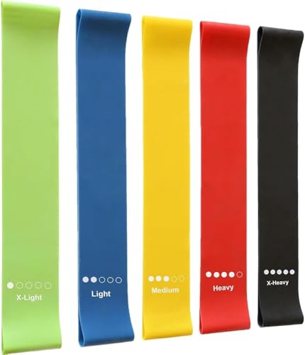 MAQNSCO Resistance Bands 5pcs set – Loop Resistance Bands with 5 Levels for Glutes, Legs, Yoga, Pilates, Home Workout, Fitness & Physiotherapy Skin-Friendly Resistance Fitness Training in Gym