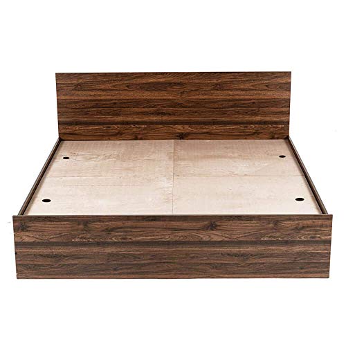 Image of CASPIAN Queen Size Double Bed 72 x 60 Inches (Asian Brown Textured) | Modern & Classic Style Engineered Wood Bed | with 4 Storage Boxes | Wooden Furniture for Home, Living Room & Bedroom