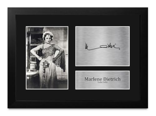 Marlene Dietrich Foto Firmada A4 Enmarcada de El Ángel Azul Memorabilia de Cine ID-009778