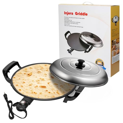 18.5' Electric Injera Maker with 5-Speed Control (300-450℉), EvenHeat Tech...