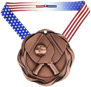 Decade Awards Pickleball Fusion Medal- Gold, Silver or Bronze | Pickle Ball Medal with Stars & Stripes Ribbon - 3 Inch Wide