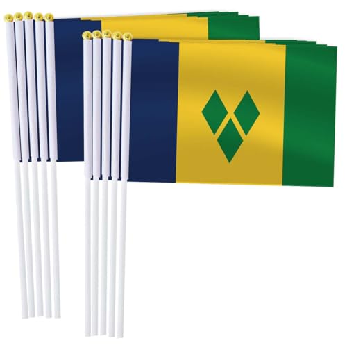 25 Pack Saint Vincent and The Grenadines Handheld Small Flag,Mini