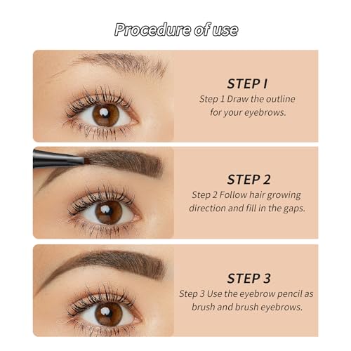 Yulinlon 4-Tip Eyebrow Pen, 6 Colors Waterproof Long-Lasting Brow Pencil, Professional Makeup Tool (2#Dark Brown)