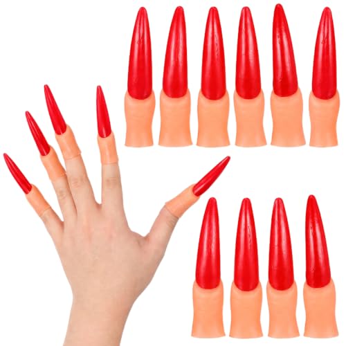 Toddmomy 20Pcs Red Plastic Witch Finger Zombie Nail Claw Costume Accent