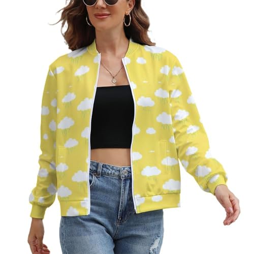 SDGTCVBHSGD Weather-Themed Zipper Jacket Golden Rain Cute Polyester Blend Jacket