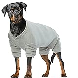 Hund Onesie, Hundepyjama Hunde Schlafkleidung Kleidung Weich Puppy Strampelanzug Hund 4-beinige Jumpsuit Bodysuit HundBekleidung mit Lange Ärmel(Grau, 2XL)