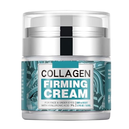 Hyaluronic Acid Face Cream, Face Moisturizer Collagen Cream, Moisturizing and Hydrating Neck Cream, Collagen Day & Night Face Cream for Women & Men, 50ML