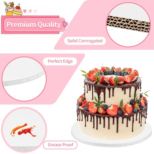 Planches à gâteau rondes pour mariage et pièces montées multicouches blanches lot de 4