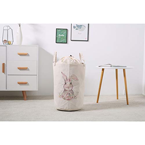 Lifecustomize Large Laundry Basket Hamper Floral Rabbit Bunny Collapsible Drawstring Round Clothing Storage Baskets Nursery Baby Toy Organizer #TOP3