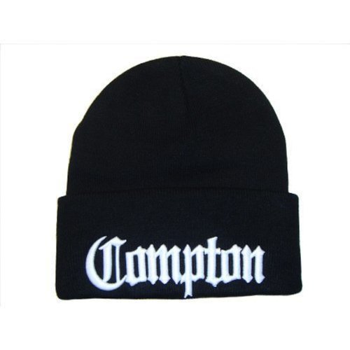 3D Embroidered Compton Eazy E Watch / Stocking Cap Hat (One Size, Black/White)