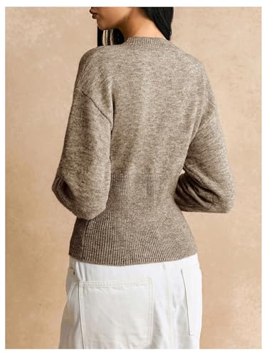 GORGLITTER Women's Button Up Cardigan Sweater 2025 Fall Long Sleeve Crewneck Slim Trendy Knitwear Tops3