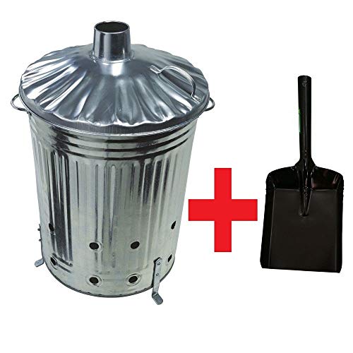 Dtkh 90 LITRE GARDEN INCINERATOR Burner For Burning Rubbish Waste 90L + LEAF GRABBERS