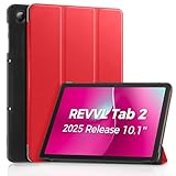 ProCase Slim Case for T-Mobile REVVL Tab 2 (2025 Release, 10.1'), Stand Hard Shell Cover, Foldable PU Leather Tablet Case -Red