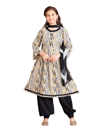 Image of Aarika Girls Ethnic Wear Grey Colour Abstract Print Kurti