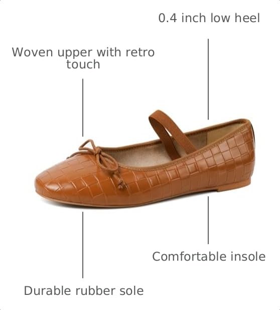 Image of Ballet Flats Mesh Shoes for Women Mary Janes Flats | Wide Feet Options, Woven Mesh Flats, Soft Cushion, Comfortable Ballerina Flats, Casual, Dress Shoes, Daily, Work, Versatile