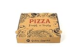 Hypafol Pizza-Box 100 Stück 24x24x4cm I Pizzakartons für Restaurants I extra Luftlöcher & raffinierte Falzung I lebensmittelecht I recycelte Kartonage I braun I viele Größen