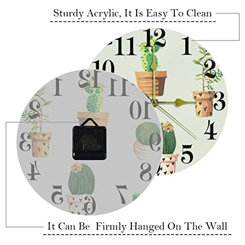 Horloge murale quartz silencieuse pour stopper le bruit pendule cactus 25cm - 4