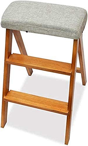 Silla de escalera plegable de madera Taburete de escalera de cocina Silla de escalera plegable Taburete alto de madera portátil multifuncional para el hogar Taburete de escalón (Color: D) (D)