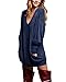ZANZEA Women's V-neck Long Sleeve Loose Blouse Jumper Tops Mini Dress Pullover Blue US 14/ASIAN XL