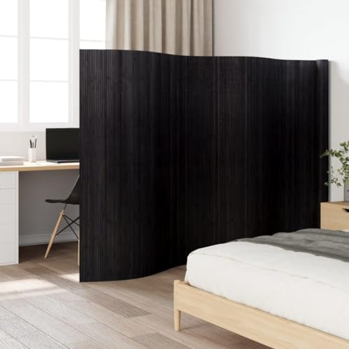 Vetnasa Biombo Divisor de bambú Negro 165x600 cm Mobiliario, Divisores de ambientes Negro 15,7 KG