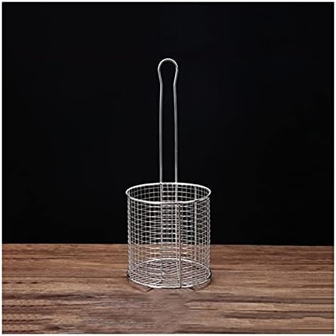 Cestini per friggere per patatine fritte, colini per alimenti, friggitrice, colino per olio, in acciaio inox, rotondo, con manico, per casa, ristorante, hotel
