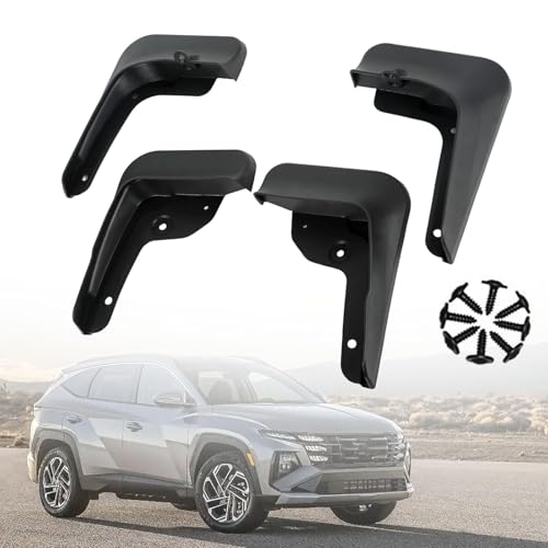 Image of Mud Flaps Splash Guards Front & Rear 4 Piece Kit for 2022-2025 Hyundai Tucson SE /SEL /Limited (Not N Line), No‑Drill ABS Mudguards