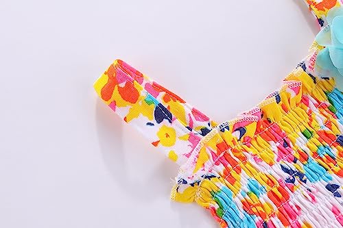 Mud Kingdom Smocked Girls Floral Dress Slip Sundress Sleeveless Cute Printing Cotton Summer3