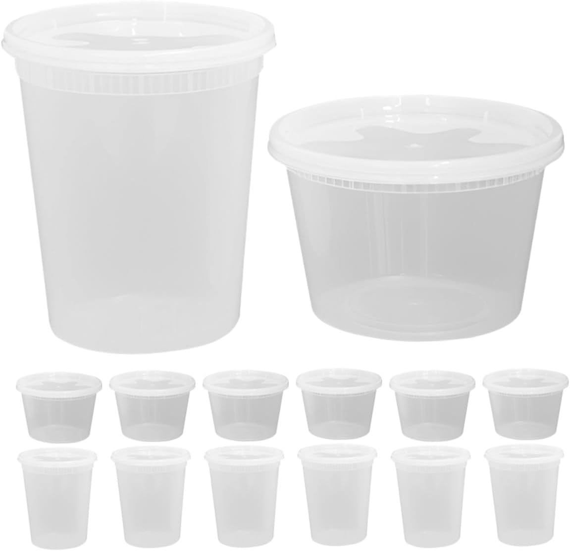 HOMSFOU Disposable Soup Cups and Takeout Bowls 16oz 32oz Leakproof Food Containers with Lids for Hot and Cold Soups, Beverages, Meal Prep, 50pcs Set