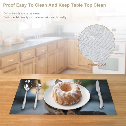 Sets de table marron tigré chic en PVC résistant à la chaleur - 5