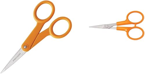 Fiskars 94817797 - Tijeras de micropunta 5 pulgadas naranja y 4 pulgadas