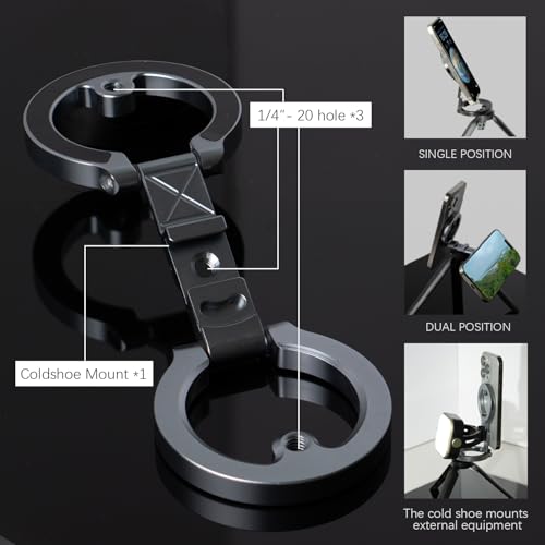 Amlanpin Dual Magnetic Phone Holder, 1/4" Screw Tripod Mount, Gym Magnetic Phone Stand for Car (Black) by Amlanpin - Image 2