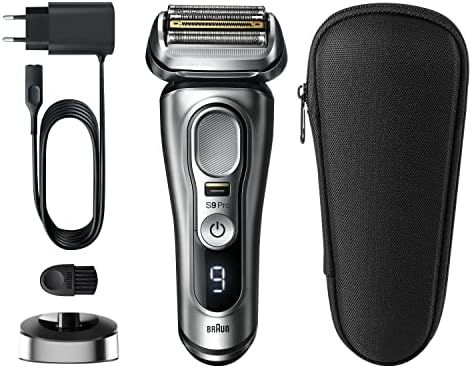 Braun Series 9 Pro Electric Shaver With 4+1 Head, ProLift Trimmer, Charging Stand & Travel Case, Sonic Technology, UK 2 Pin Plug, 9417s, Silver Razor Rated Which? Best On Test