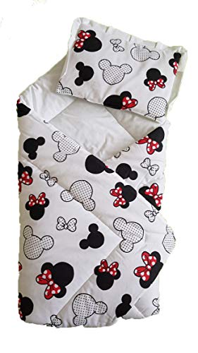 BlueberryShop Classic - Saco de dormir para recién nacido, 100% algodón, 0-3 m (78 x 78 cm), diseño de oso verde en escalera (Minnie, blanco)