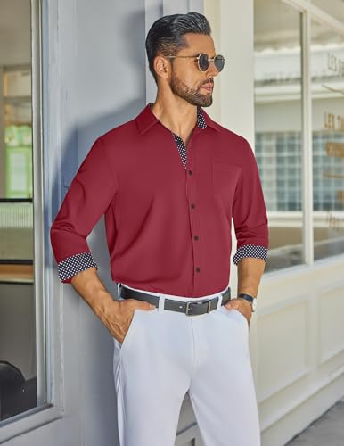 COOFANDY Men's Dress Shirt Wrinkle Free Regular Fit Stretch Long Sleeve Button Down Shirts4