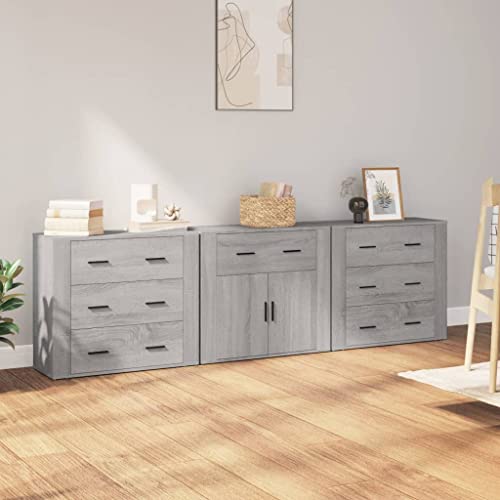 Higsose 80x33x70 Cm Aparadores 3 Piezas Madera Contrachapada Gris Sonoma Armario Entrada Recibidor Mueble Cocina Almacenaje Mueble Cocina Auxiliar Aparadores Para Salon Modernos Estilo Elegante Higsose 80x33x70 Cm Aparadores 3 Piezas Madera Contrachapada Gris Sonoma Armario Entrada Recibidor Mueble Cocina Almacenaje Mueble Cocina Auxiliar Aparadores Para Salon Modernos Estilo Elegante