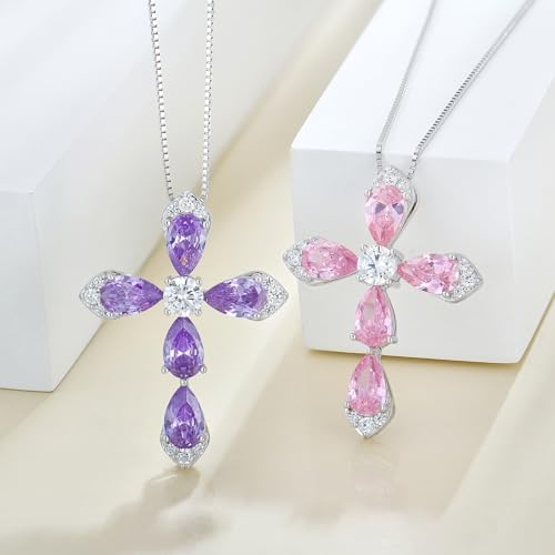 STARCHENIE Sterling Silver Cross Necklace for Women Crucifix Pendant with Birthstone Dainty Religious Jewelry Gift for Her, 18 Inch Chain4