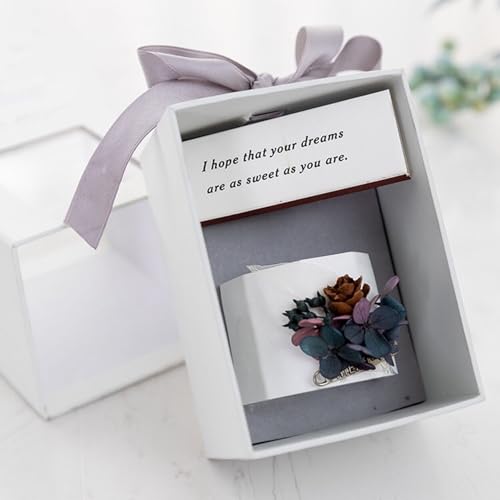 Bougie octogonale en cire de soja coulée main avec de vraies fleurs séchées