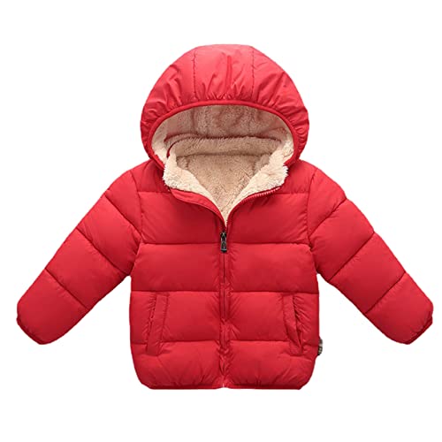 Generisch Abrigo de invierno para niños con funda resistente para mantener el calor al aire libre para niños pequeños en climas fríos, rojo, 5-6 años