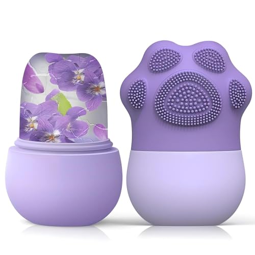 Image of Silicone Collapsible Face Ice Bowl with ice Roller Massager Combo for Cold Plunge Therapy, Pore Tightening & Acne Relief Reusable Portable Spa Tool for Home & Travel Pack 2 (Rose + ice Roller)
