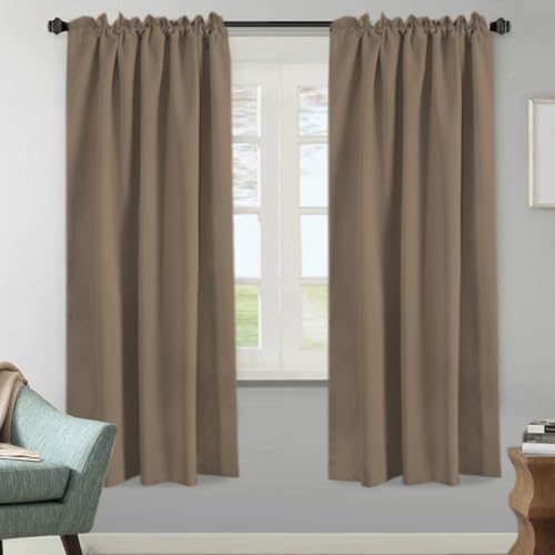 Image of H.VERSAILTEX Blackout Curtains Thermal Insulated Window Treatment Panels Room Darkening Blackout Drapes for Living Room Back Tab /Rod Pocket Bedroom Draperies (2 Panels, Macchiato, 52 x 72 Inch)