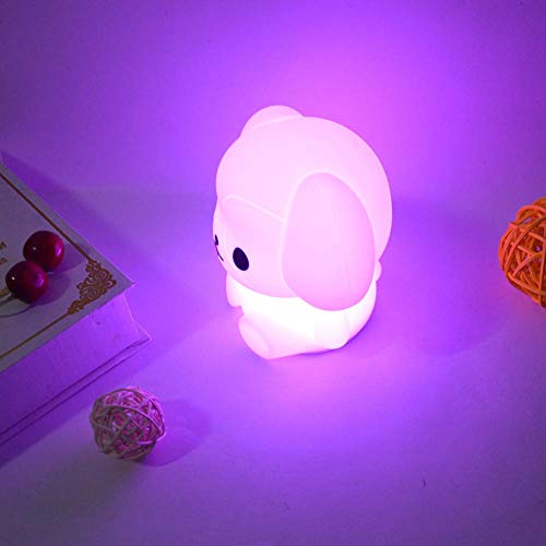 Image of Night Light Kids with Cute Dog Design Baby Children's Room LED Bedside Lamp with Changeable RGB Colors Rechargeable Night Light Compatible with Touch-Control & Remote Control - Dog